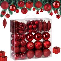 Deuba® Weihnachtskugeln 103-teilig Rot bruchsicher glänzend matt glitzer
