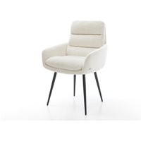 Esszimmerstuhl Abelia-Flex mit Armlehnen Bouclé Soft Beige 4-Fuß konisch Schwarz
