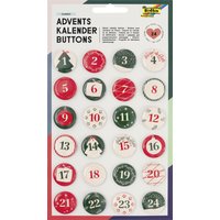 folia Adventskalender-Buttons, Classic, aus Blech, 1 - 24