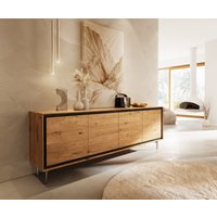 Sideboard Stonegrace 200 cm Eiche Natur 4 Türen Fuß Oval Edelstahl gebürstet – Bild 2