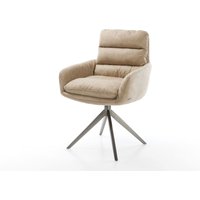 Drehstuhl Abelia-Flex mit Armlehnen Mikrofaser Beige Vintage Kreuzgestell breit Graphit 360 drehbar Wippfunktion