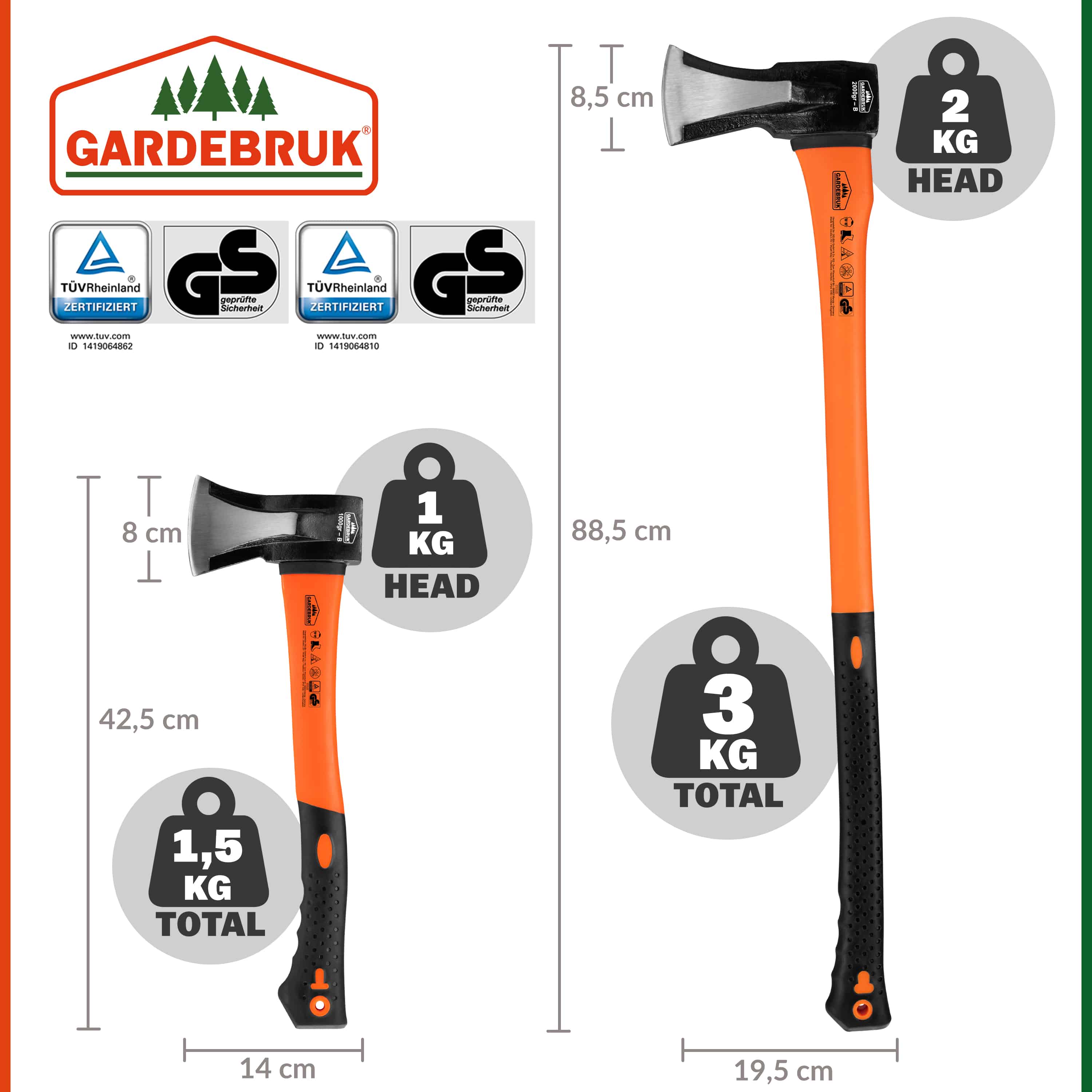 Gardebruk Beil Spaltaxt 2er-Set TÜV Rheinland GS geprüfte Sicherheit – Bild 3