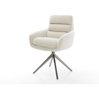 Drehstuhl Abelia-Flex mit Armlehnen Teddystoff Beige Kreuzgestell breit Graphit 360 drehbar Wippfunktion