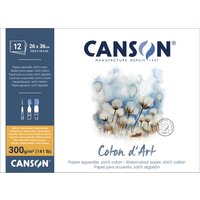CANSON Aquarellblock, Coton d, Art, 260 x 360 mm, naturweiß
