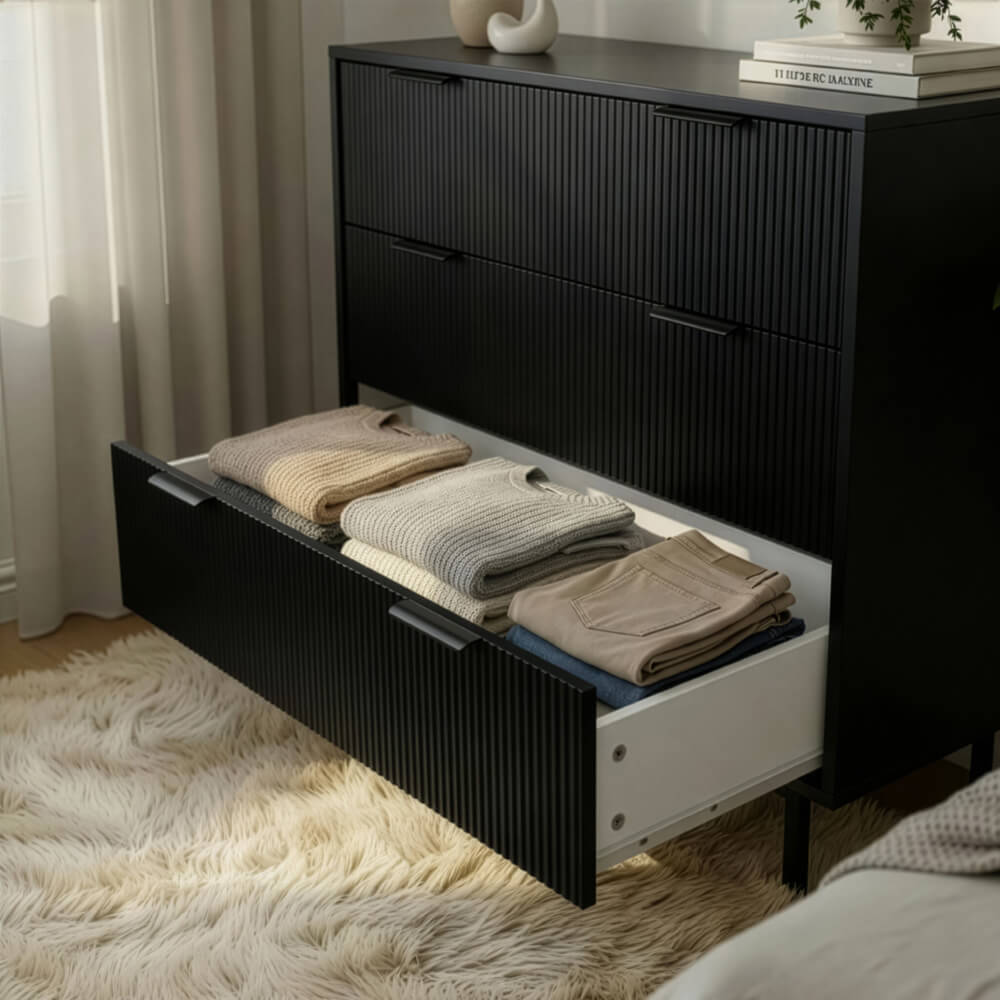 Kommode NYLA Schwarz - 90 x 80 cm – Bild 3