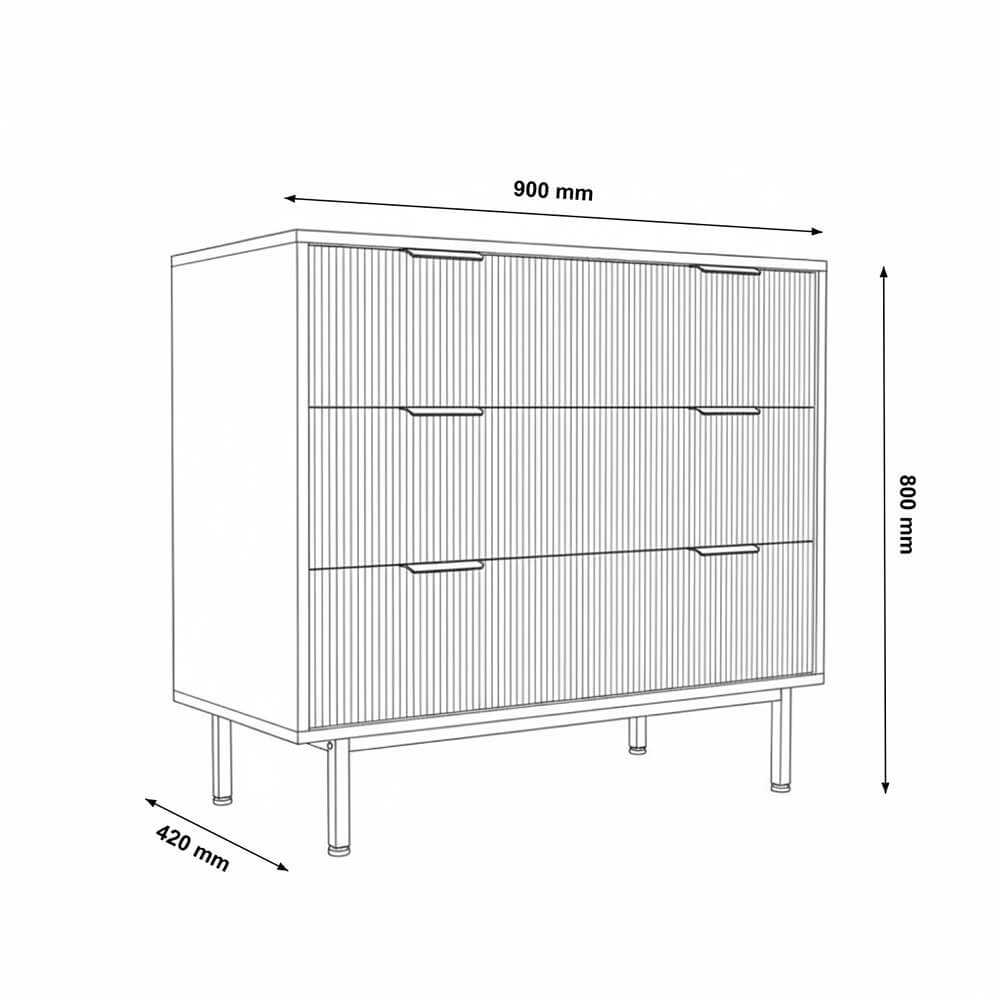 Kommode NYLA Schwarz - 90 x 80 cm – Bild 6