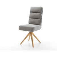 Drehstuhl Pela-Flex Strukturstoff Soft Grau Holzgestell kantig Natur 360 drehbar Taschenfederkern