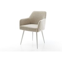 Esszimmerstuhl Greg-Flex Webstoff Soft Beige 4-Fuß konisch Edelstahl Taschenfederkern – Bild 2