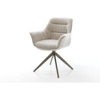 Drehstuhl Kaira-Flex Webstoff Soft Beige Kreuzgestell breit Effektfinish Titan 360 drehbar Wippfunktion