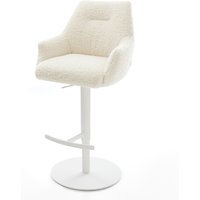 Barstuhl Alja-Flex Teddystoff Beige Drehfuß höhenverstellbar Metall Weiß Taschenfederkern