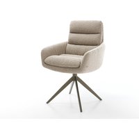 Drehstuhl Abelia-Flex mit Armlehnen Bouclé Schlamm Kreuzgestell breit Effektfinish Titan 360 drehbar Wippfunktion – Bild 2