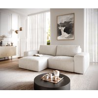 DELIFE Lanzo Ecksofa Creme-Weiß