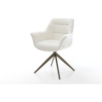 Drehstuhl Kaira-Flex Bouclé Soft Beige Kreuzgestell breit Effektfinish Titan 360 drehbar Wippfunktion