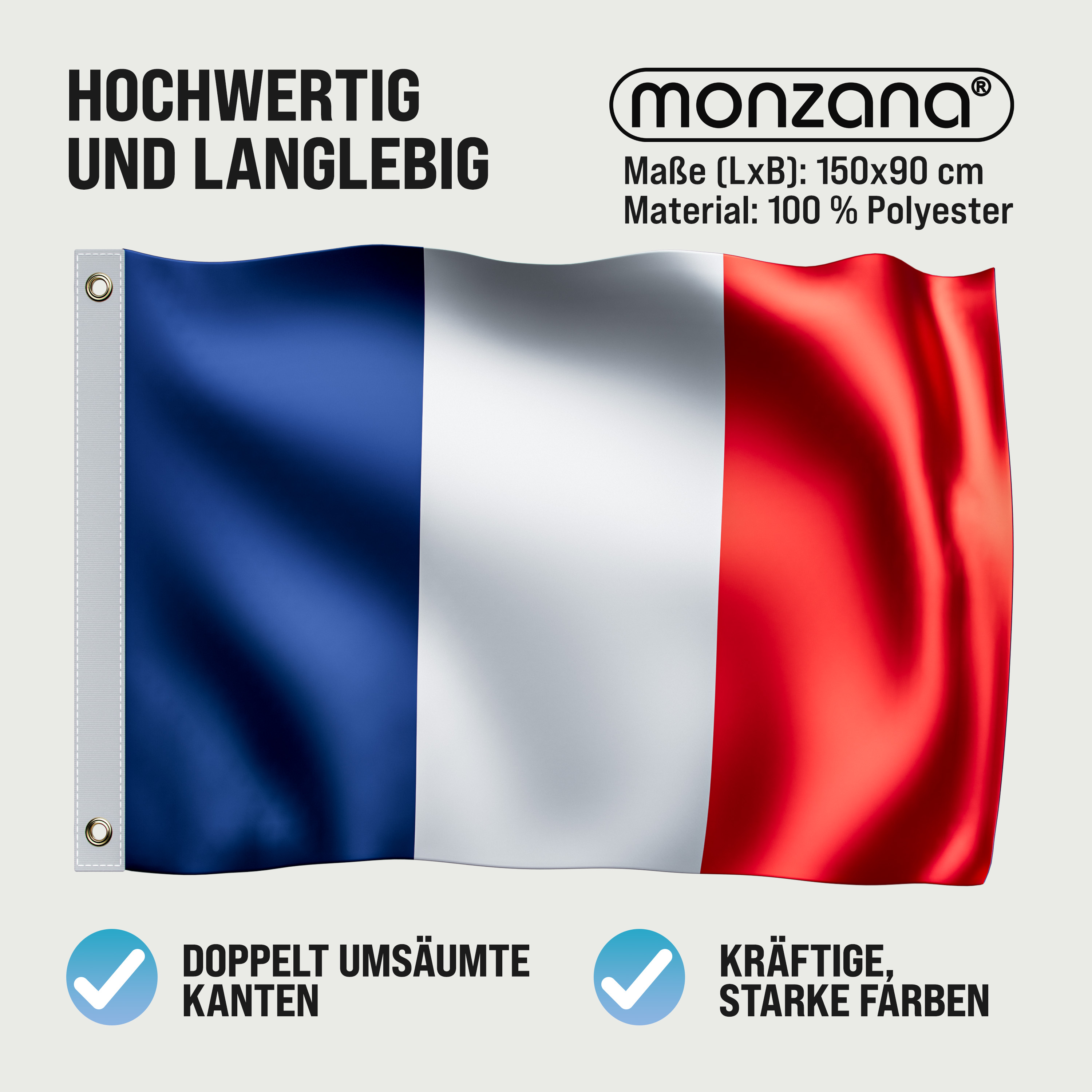 monzana Flagge Frankreich 150x90cm – Bild 3