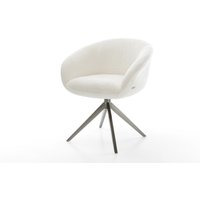 Drehstuhl Vinka-Flex mit Armlehnen Bouclé Soft Beige Kreuzgestell breit Graphit 360 drehbar Wippfunktion Taschenfederkern