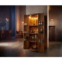Barschrank Tulsa 80x190 cm Akazie Natur LED-Beleuchtung Weinschrank – Bild 2