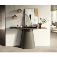Konsolentisch Edge Boot 140x40 cm Keramik Emperador Extra Lucidato Dunkelbraun Conos Metall Effektfinish Titan – Bild 2