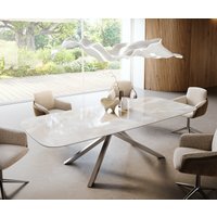 Esstisch Edge Boot 270x120 cm Keramik Iris FMG Onice Grigio Kreuzgestell Rechteck Edelstahl