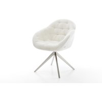 Drehstuhl Gaio-Flex Bouclé Soft Beige Kreuzgestell breit Edelstahl 360 drehbar Wippfunktion