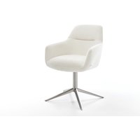 Drehstuhl Pejo-Flex Bouclé Soft Beige Fußkreuz Edelstahl 360 drehbar Wippfunktion Taschenfederkern