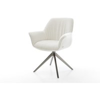 Drehstuhl Keila-Flex mit Armlehnen Bouclé Soft Beige Kreuzgestell breit Graphit 360 drehbar Wippfunktion