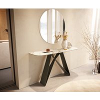Konsolentisch Edge Boot 140x40 cm Keramik Calacatta Luxe Weiß-Gold-Grau Velio Metall Effektfinish Titan – Bild 2
