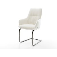 Freischwinger Zelia-Flex mit Armlehnen Bouclé Soft Beige Freischwinger flach Graphit Taschenfederkern