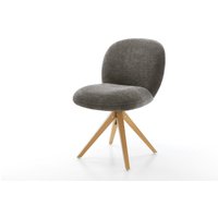 Drehstuhl Nube-Flex Bouclé Soft Schlamm Holzgestell kantig Natur 360 drehbar Taschenfederkern