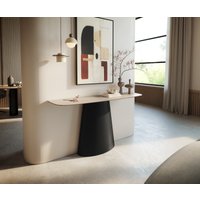 Konsolentisch Edge Boot 140x40 cm Keramik Laminam Travertino Bianco Creme-Weiß Conos Metall Schwarz