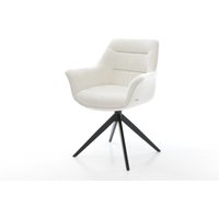 Drehstuhl Kaira-Flex Bouclé Soft Beige Kreuzgestell breit Schwarz 360 drehbar Wippfunktion