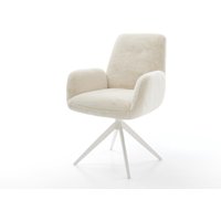 Drehstuhl Zoa-Flex Plüsch Creme-Weiß Kreuzgestell breit Effektfinish Titan 360 drehbar Wippfunktion Taschenfederkern