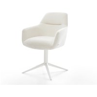 Drehstuhl Pejo-Flex Bouclé Soft Beige Fußkreuz Weiß 360 drehbar Wippfunktion Taschenfederkern