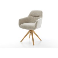 Drehstuhl Pejo-Flex Webstoff Soft Beige Holzgestell kantig Natur 360 drehbar Taschenfederkern – Bild 2