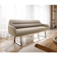 Esszimmerbank Taya-Flex 200 cm Bouclé Schlamm Kufengestell kantig Edelstahl Taschenfederkern – Bild 2