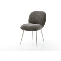 Esszimmerstuhl Nube-Flex Bouclé Soft Schlamm 4-Fuß konisch Edelstahl Taschenfederkern