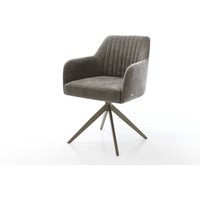 Drehstuhl Greg-Flex Bouclé Soft Schlamm Kreuzgestell breit Effektfinish Titan 360 drehbar Wippfunktion Taschenfederkern
