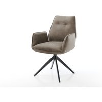 Esszimmerstuhl Zoa-Flex Mikrofaser Taupe Vintage Kreuzgestell breit Schwarz Taschenfederkern