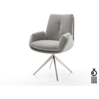 Drehstuhl Clea-Flex Strukturstoff Soft Grau Kreuzgestell breit Edelstahl 360 drehbar Wippfunktion – Bild 2