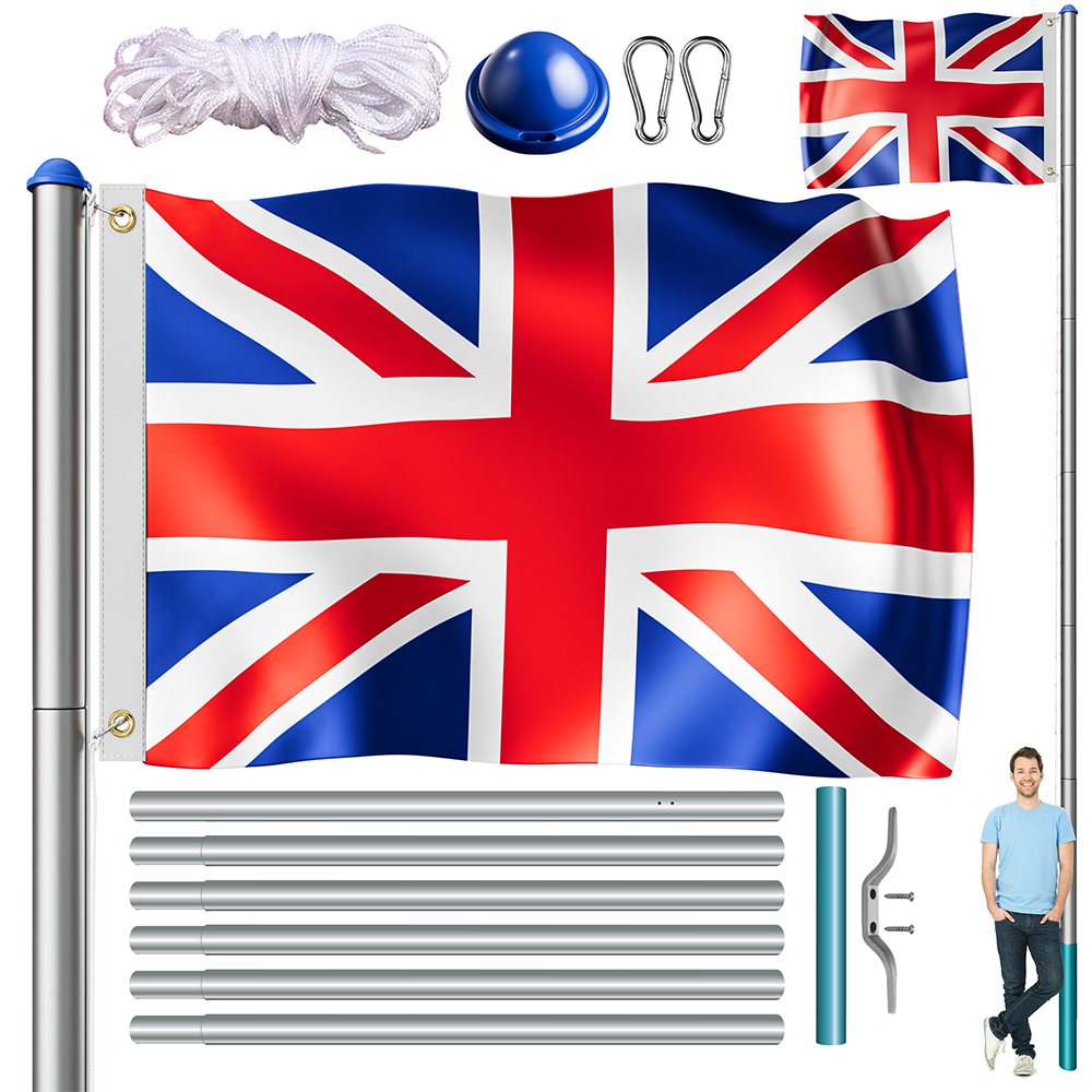 monzana Fahnenmast Alu 650cm mit England/UK-Flagge – Bild 3