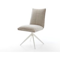 Drehstuhl Lelio-Flex Webstoff Soft Beige Kreuzgestell breit Weiß 360 drehbar Wippfunktion Taschenfederkern