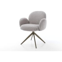 Drehstuhl Nube-Flex mit Armlehnen Cord Silbergrau Kreuzgestell breit Effektfinish Titan 360 drehbar Wippfunktion Taschenfederkern