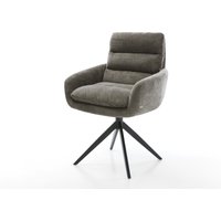 Drehstuhl Abelia-Flex mit Armlehnen Bouclé Soft Schlamm Kreuzgestell breit Schwarz 360 drehbar Wippfunktion