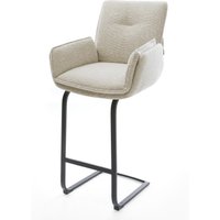 Barstuhl Nela-Flex Webstoff Soft Beige Freischwinger Flach Metall Schwarz