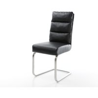 Freischwinger Pela-Flex Echt-Leder Schwarz Freischwinger flach Edelstahl Taschenfederkern