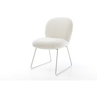 Esszimmerstuhl Nube-Flex Bouclé Soft Beige Kufengestell Edelstahl Taschenfederkern