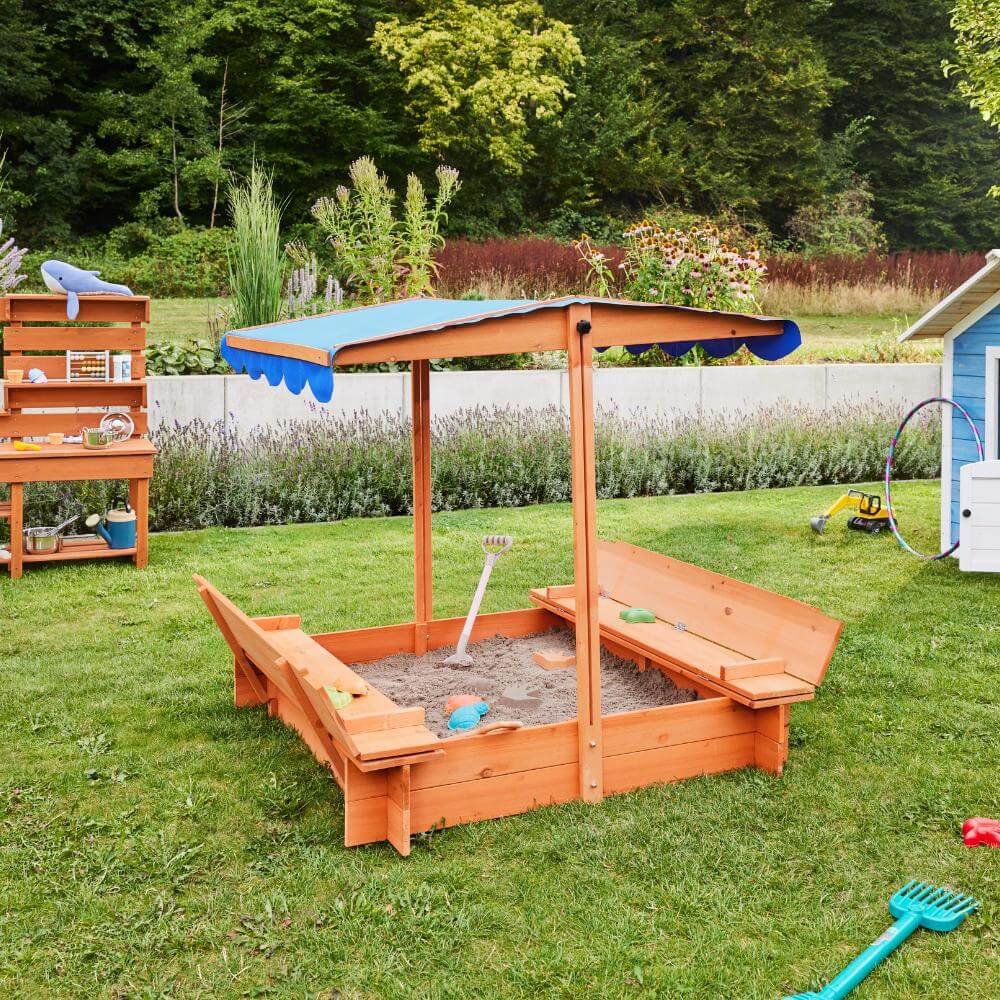 Sandkasten mit Sonnensegel BUDDELKISTE - 110 x 110 cm – Bild 3