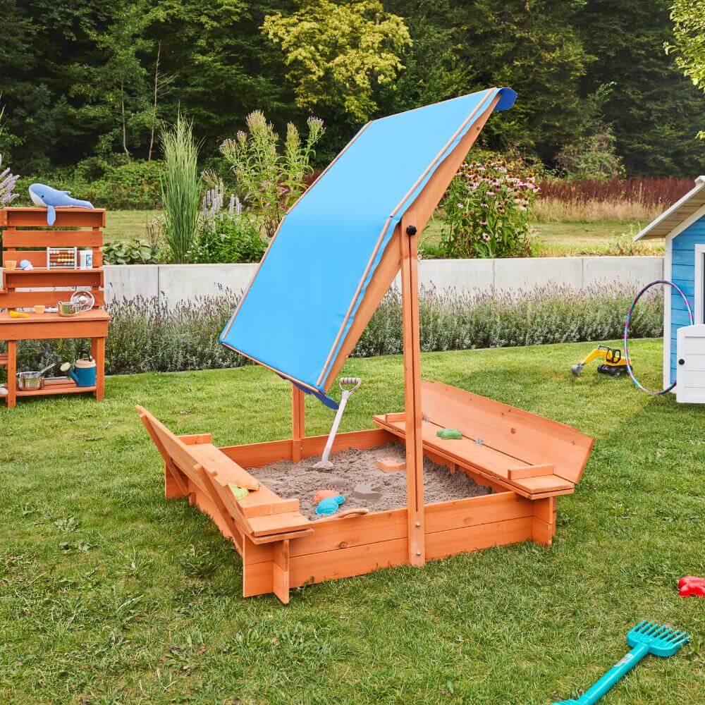Sandkasten mit Sonnensegel BUDDELKISTE - 110 x 110 cm – Bild 5