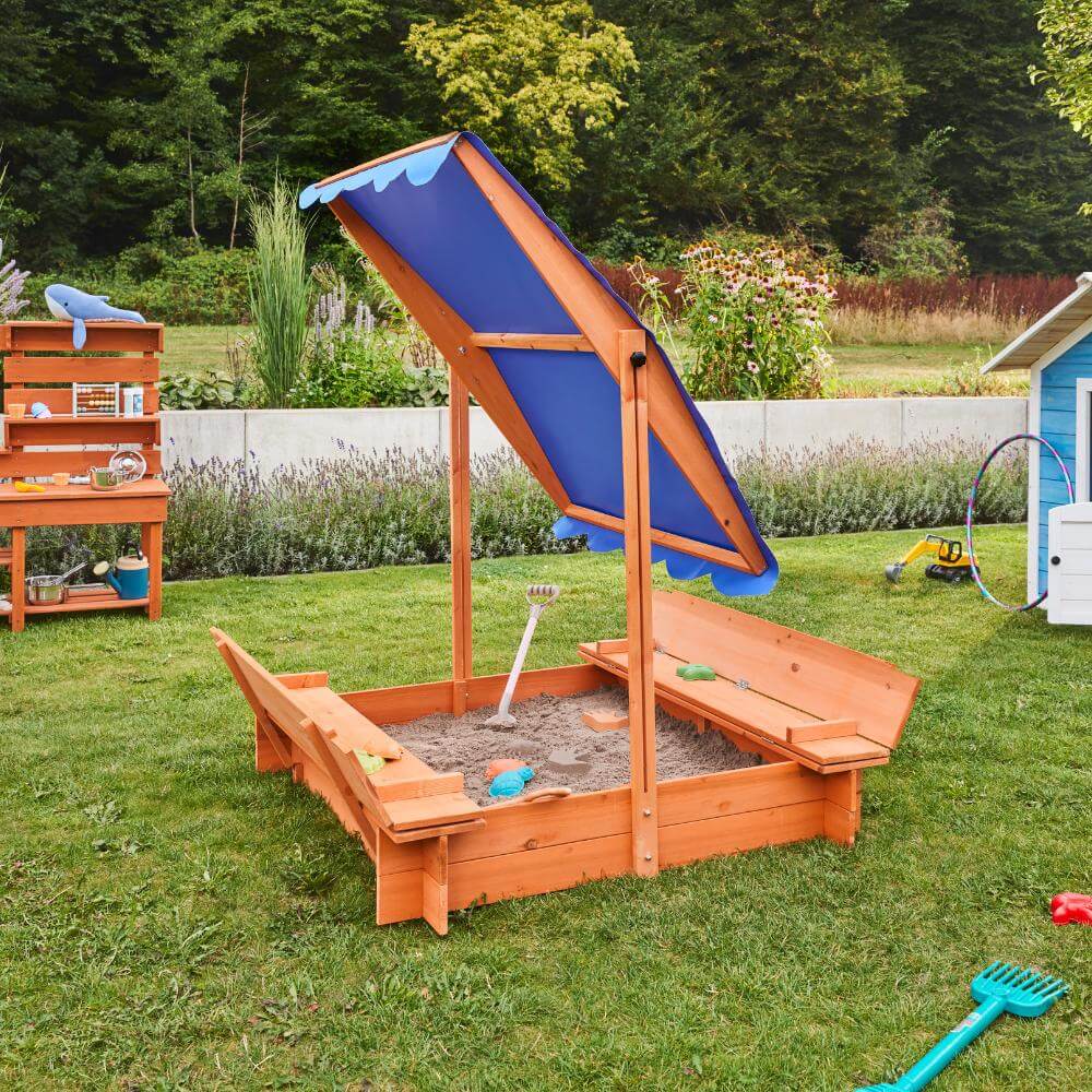 Sandkasten mit Sonnensegel BUDDELKISTE - 110 x 110 cm – Bild 6