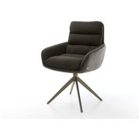 Drehstuhl Abelia-Flex mit Armlehnen Materialmix Schwarz Kreuzgestell breit Effektfinish Titan 360 drehbar Wippfunktion
