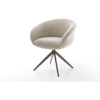 Drehstuhl Vinka-Flex mit Armlehnen Webstoff Soft Beige Kreuzgestell breit Effektfinish Titan 360 drehbar Wippfunktion Taschenfederkern